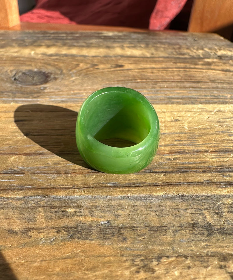 AA Siberian Jade Faceted Ring, Size 7