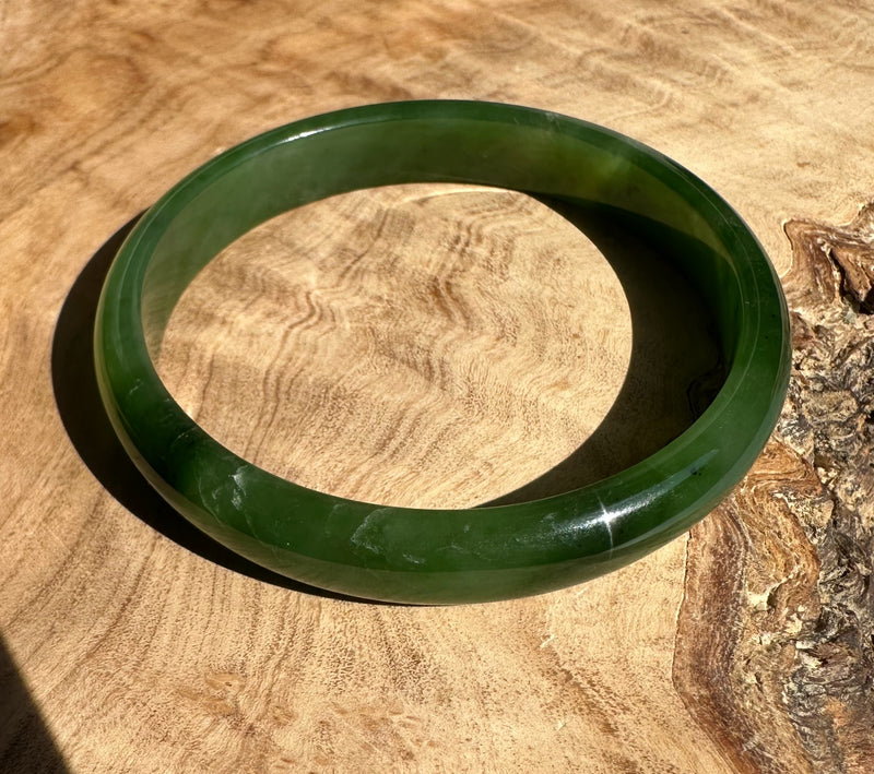 A Grade Canadian Nephrite Jade Bangle - 54 x 9.5mm - As Is