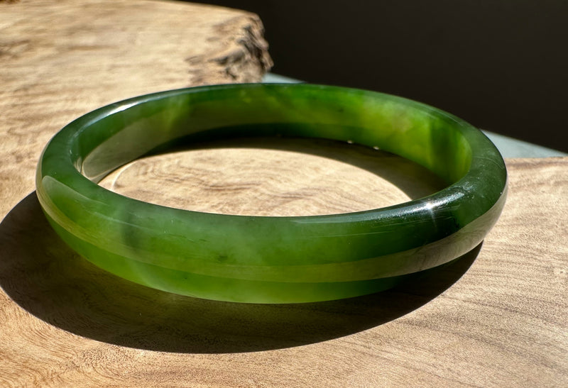 A Grade Canadian Nephrite Jade Bangle - 54 x 9.5mm - As Is