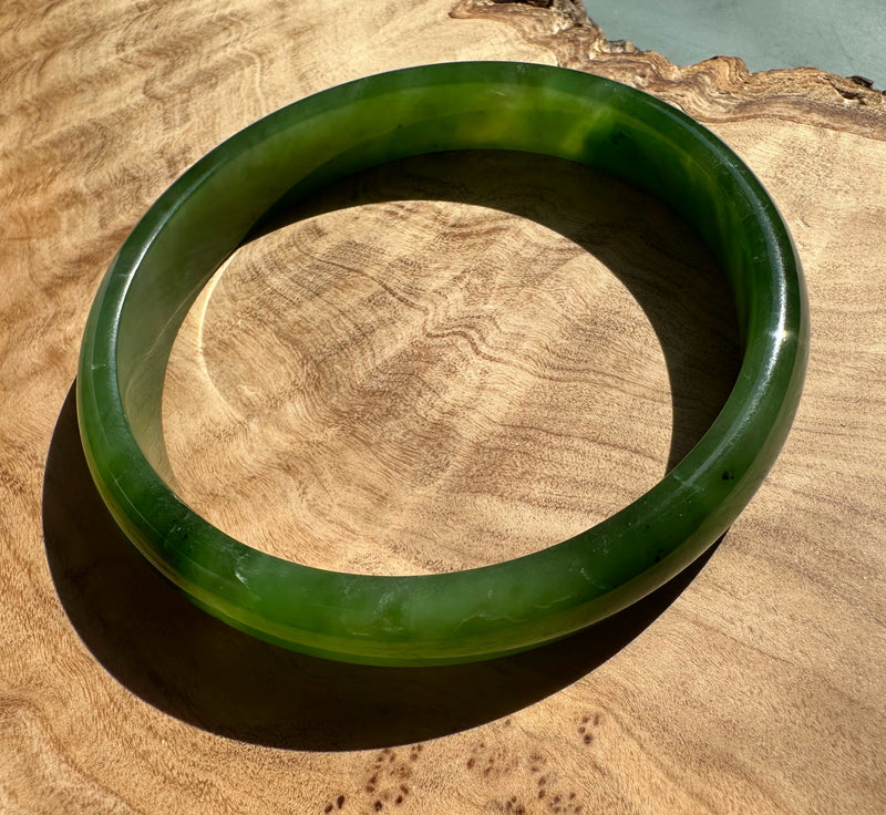 A Grade Canadian Nephrite Jade Bangle - 54 x 9.5mm - As Is
