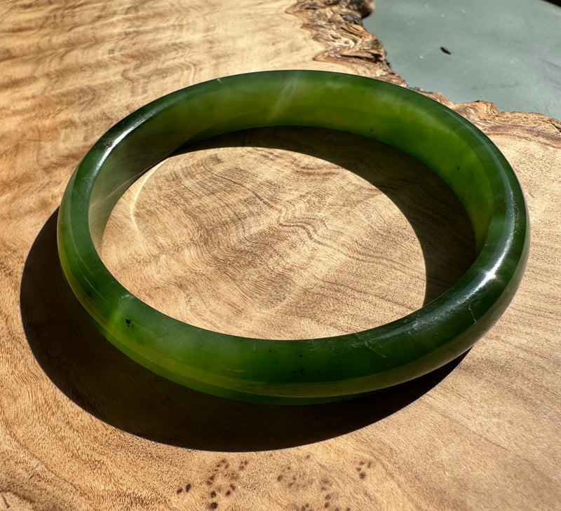 A Grade Canadian Nephrite Jade Bangle - 54 x 9.5mm - As Is