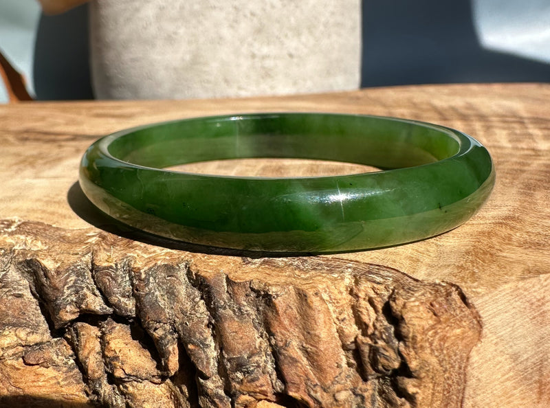 A Grade Canadian Nephrite Jade Bangle - 54 x 9.5mm - As Is