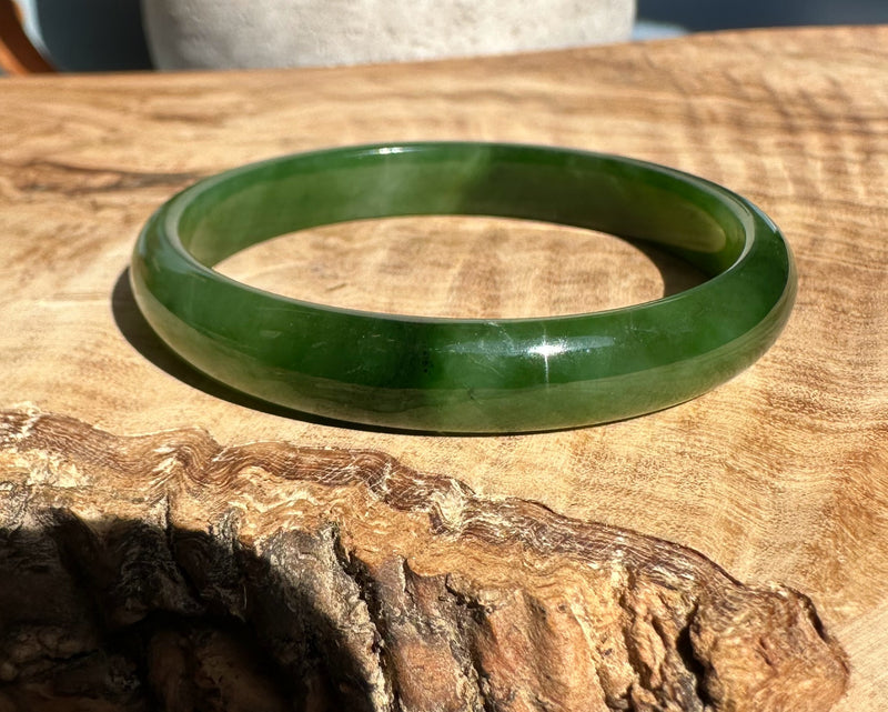A Grade Canadian Nephrite Jade Bangle - 54 x 9.5mm - As Is