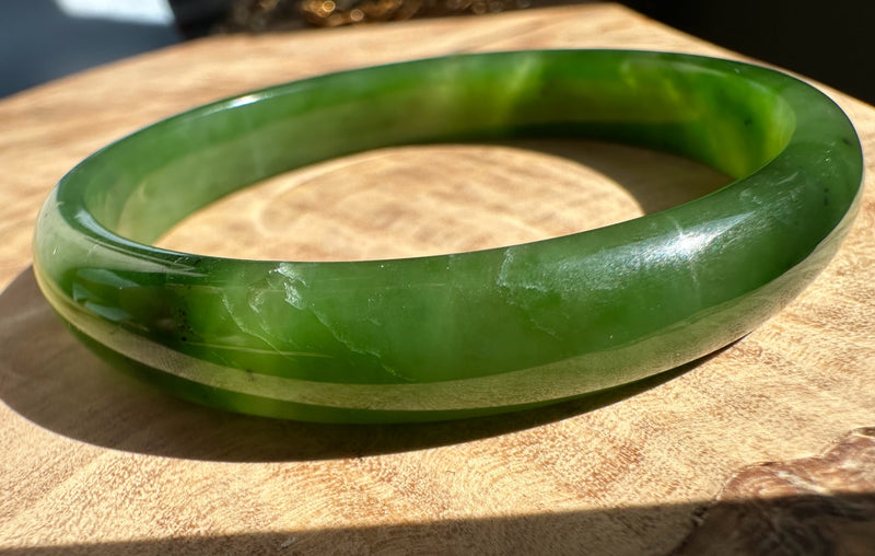 A Grade Canadian Nephrite Jade Bangle - 54 x 9.5mm - As Is
