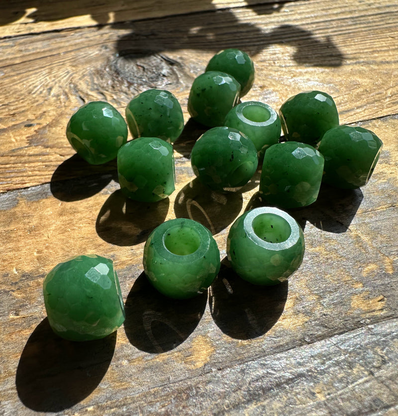 10mm x 12mm Faceted Jade Bead - Sold Individually
