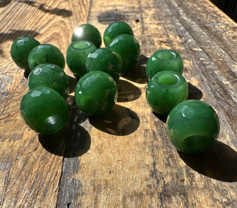 10mm x 12mm Faceted Jade Bead - Sold Individually