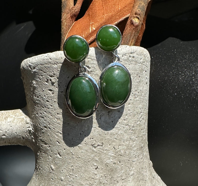Canadian Jade Silver Earrings, 4910