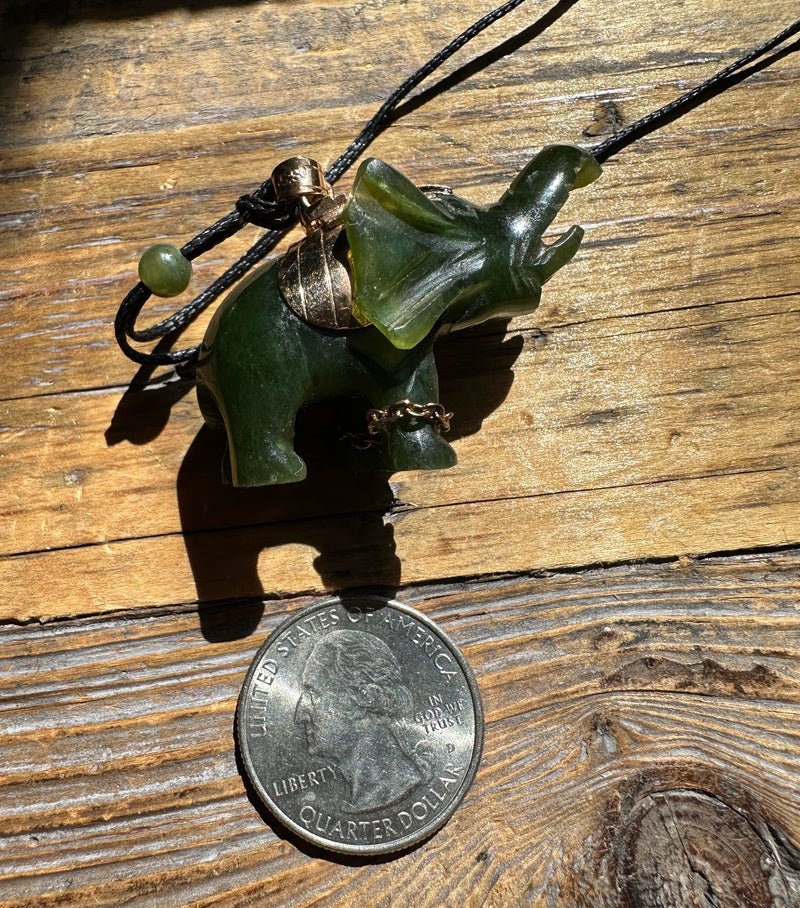 Vintage Jade Elephant Pendant