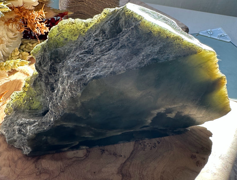 Old Chatoyant Siberian Nephrite Rough, 2lb 7oz