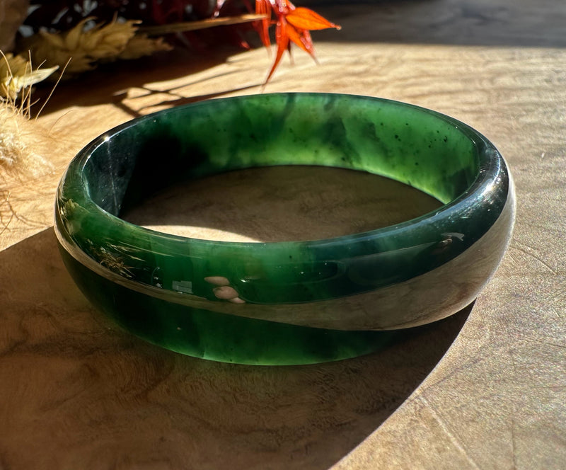 Dark Greenish Blue Canadian Jade Baby Bangle - 43mm*