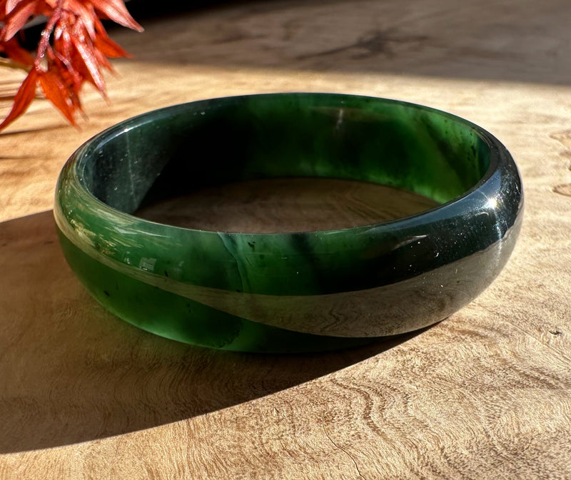 Dark Greenish Blue Canadian Jade Baby Bangle - 43mm*