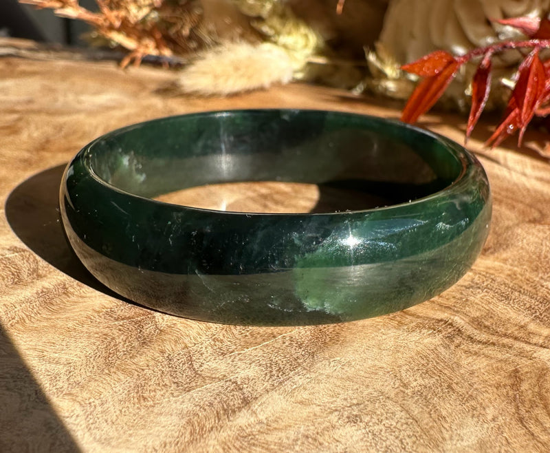 Dark Greenish Blue Canadian Jade Baby Bangle - 43mm*