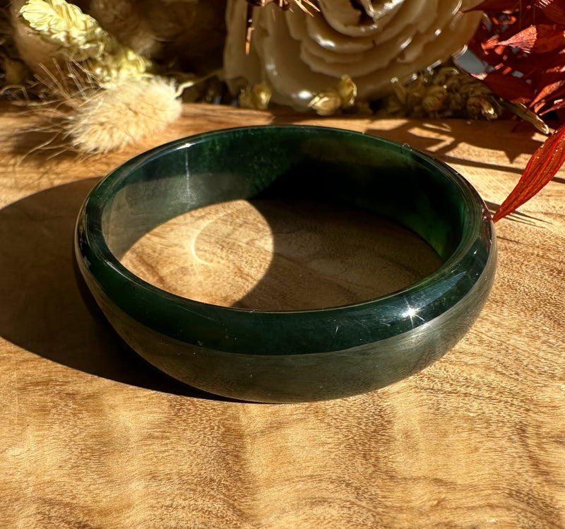 Dark Greenish Blue Canadian Jade Baby Bangle - 43mm*