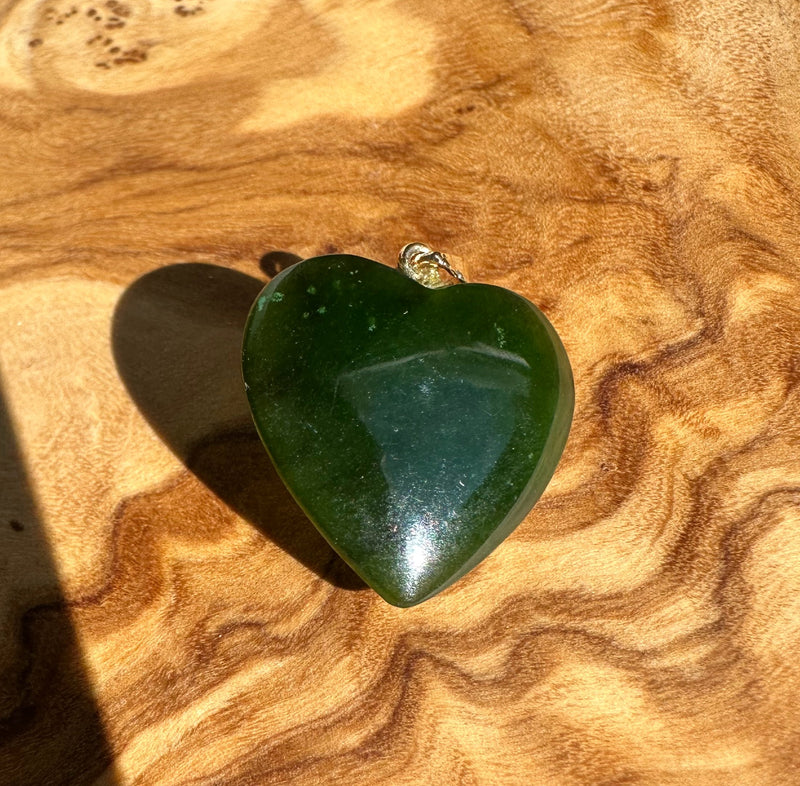 Vintage Jade Heart and Coral Pendant 20mm
