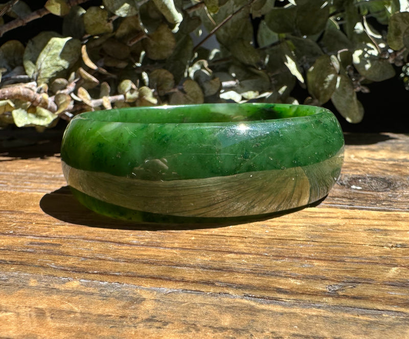 Jade Oval Bangle 68.5mm - Canadian Nephrite Jade*