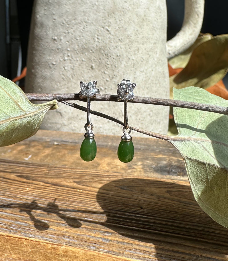 Canadian Jade Earrings, Set in Stainless 0434
