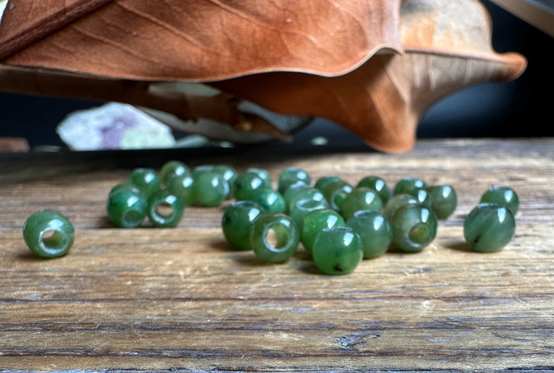 8mm Canadian Jade Beads with a large hole (Sold Individually or as a set of 10)