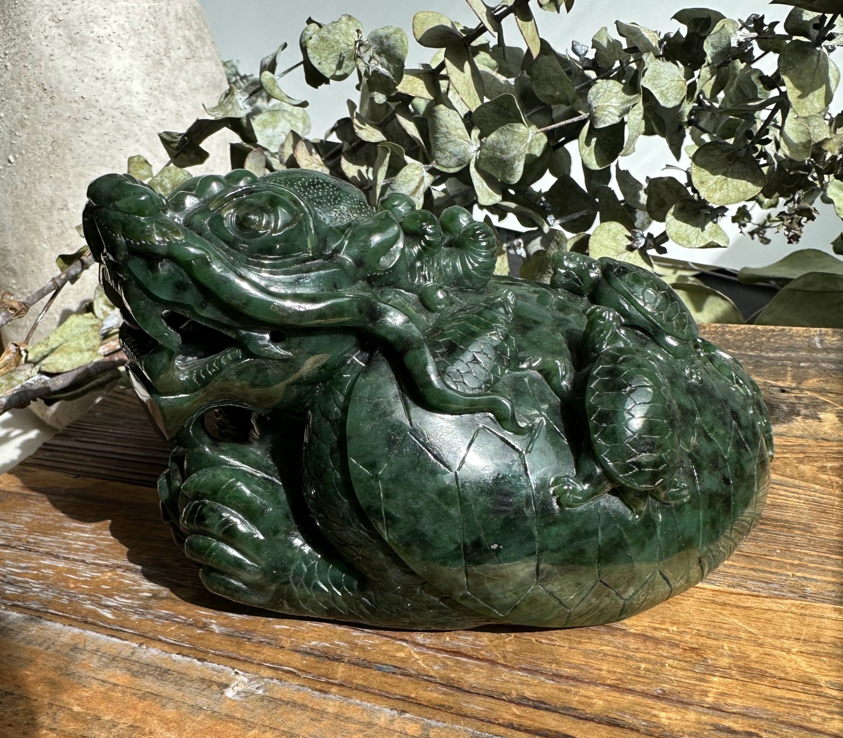 Outlet Certified Natrual Jade Dragon Turtle