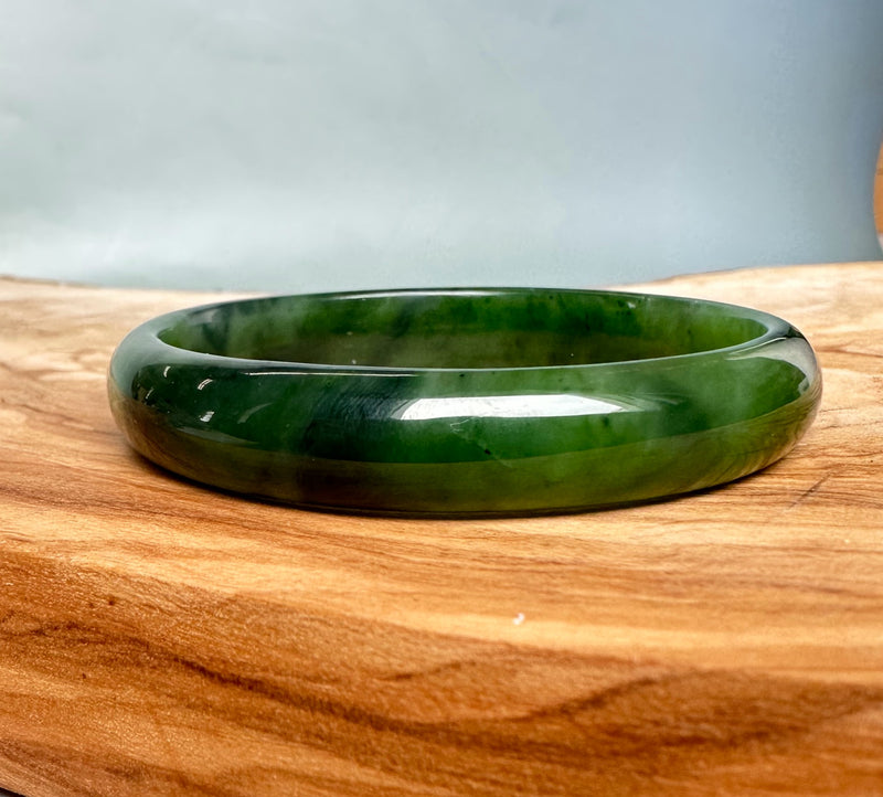 A Grade Canadian Nephrite Jade Bangle - 56 x 10.5mm - As Is