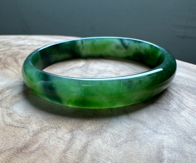A Grade Canadian Nephrite Jade Bangle - 56 x 10.5mm - As Is