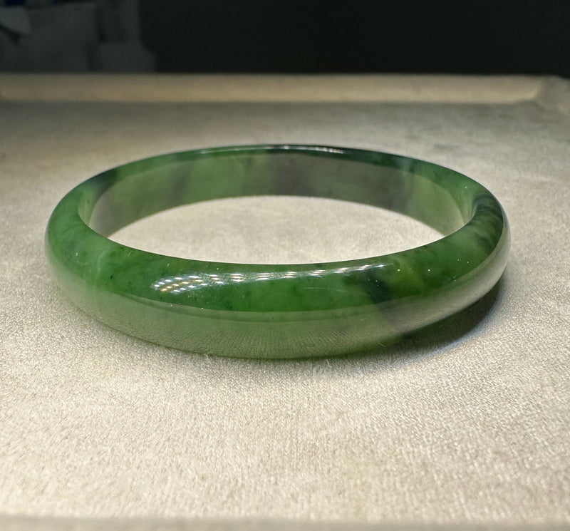 A Grade Canadian Nephrite Jade Bangle - 56 x 10.5mm - As Is