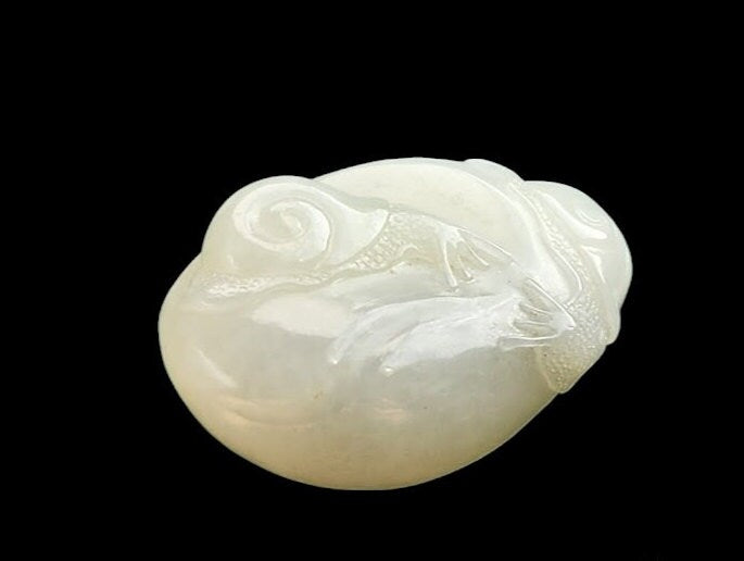 White Nephrite Jade Snail Pendant - 40mm