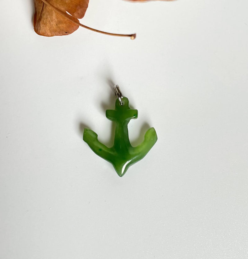 Jade Anchor Charm, 15mm