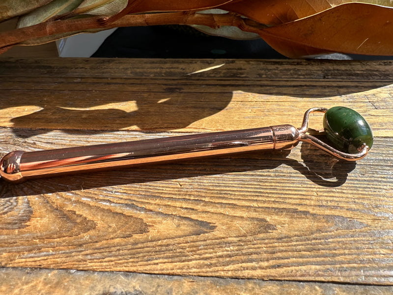 Jade Facial Roller with Stainless Steel Handle