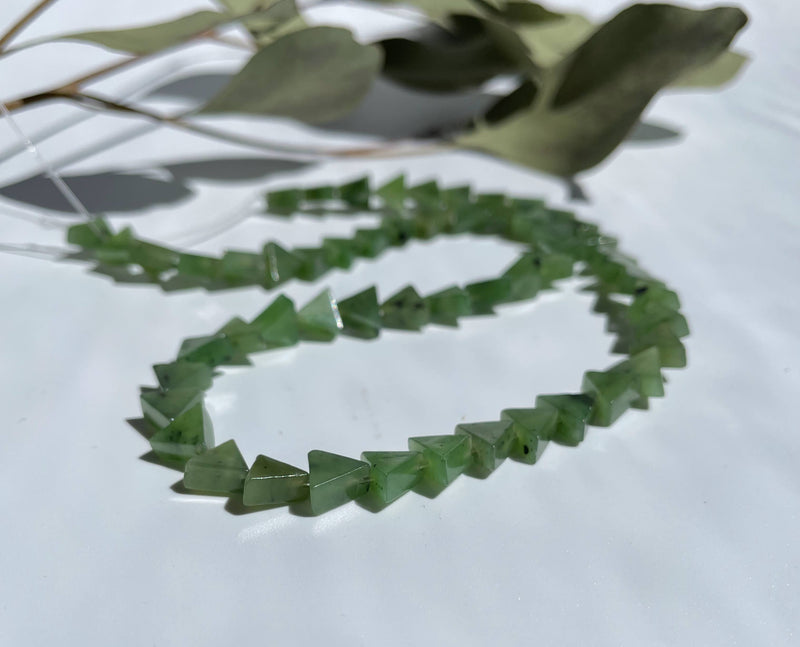 Nephrite Jade Triangle Beads - 15"