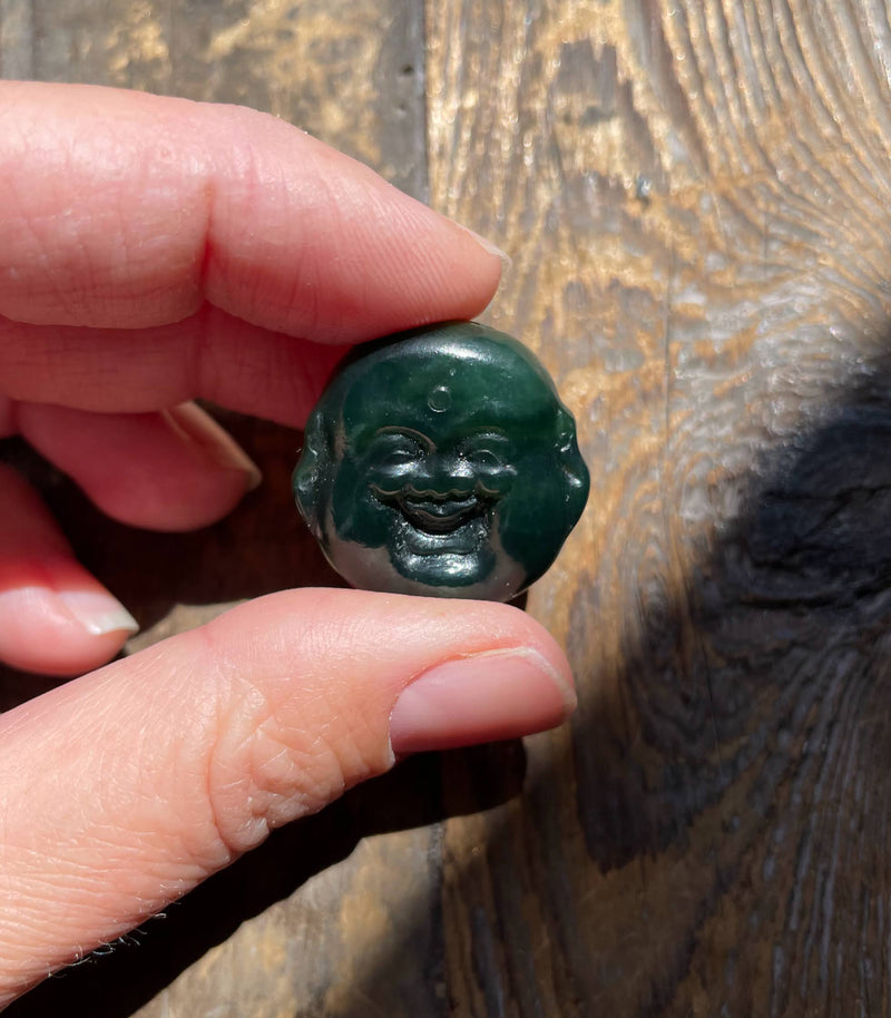 Jade Happy Buddha Face, 23mm (sold individually)