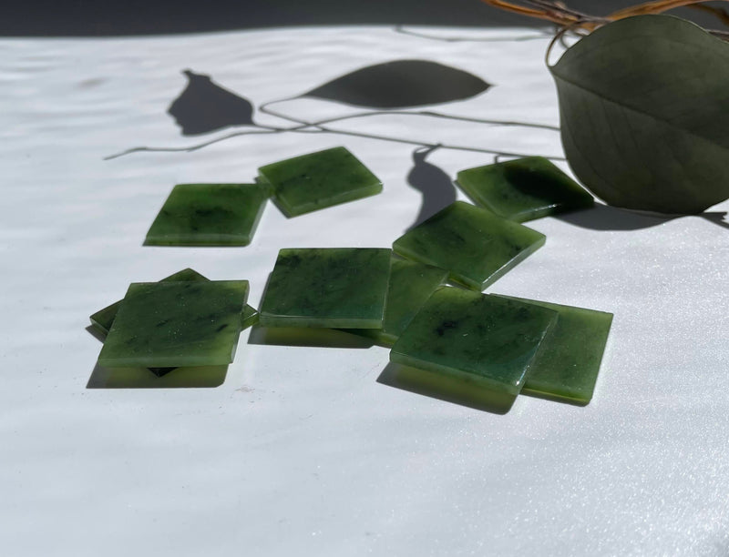 Canadian Jade Square Cabochon, 24.5 x 24.5mm(sold individually)