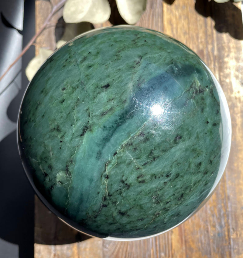 6" Jade Sphere Canadian River Jade, 13.4lbs