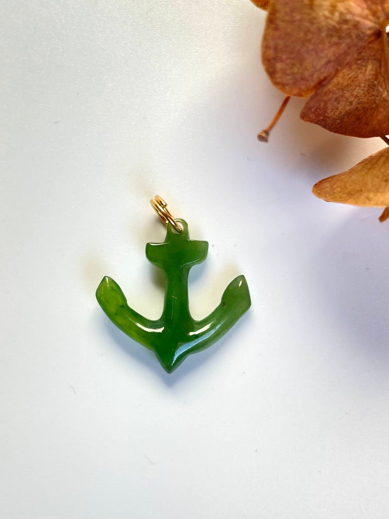 Jade Anchor Charm, 15mm