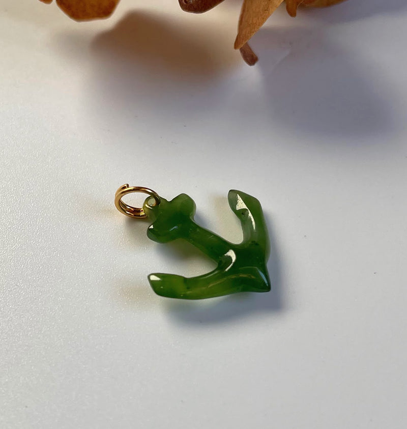 Jade Anchor Charm, 15mm