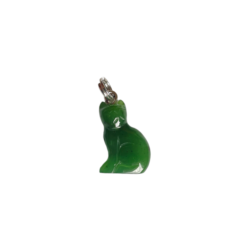Jade Cat Charm, 15mm