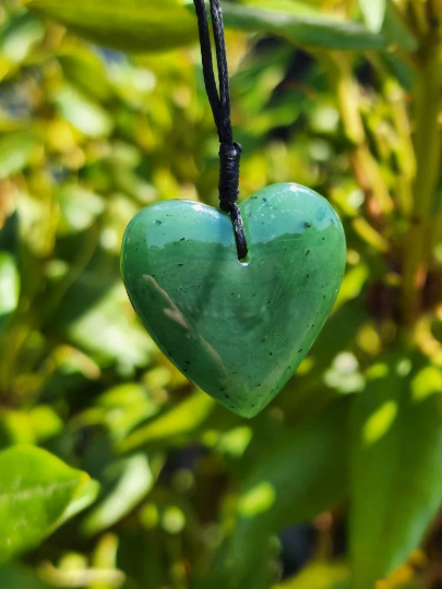 Jade Heart Pendant, 30mm