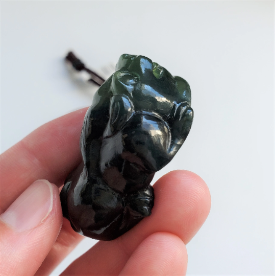 Dark Green Jade Pendant, Pi Xiu 44mm