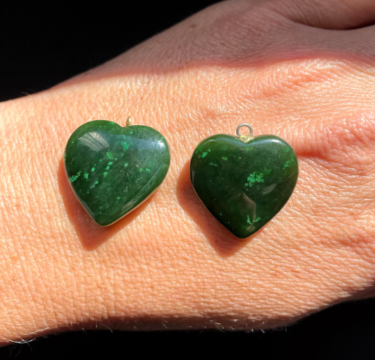 Jade Heart Charm, 20mm