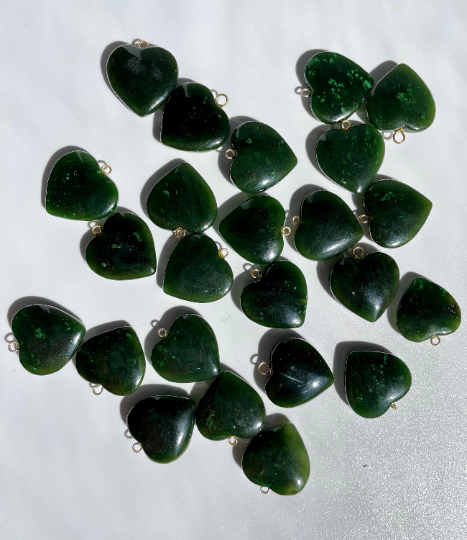Jade Heart Charm, 20mm