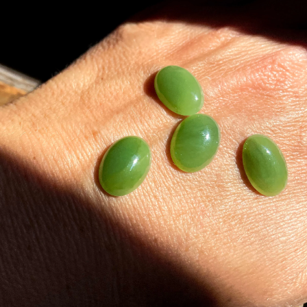 Light Green Canadian Jade Cabochons - 10x14mm (sold individually)