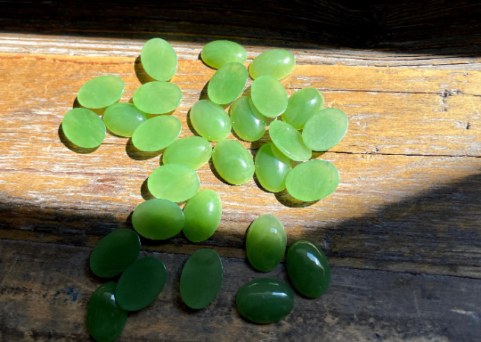 Light Green Canadian Jade Cabochons - 10x14mm (sold individually)