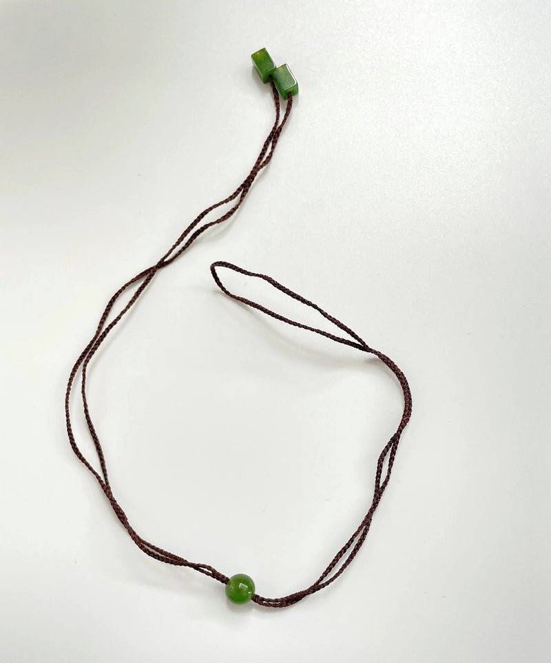 Brown Cord with Jade Beads