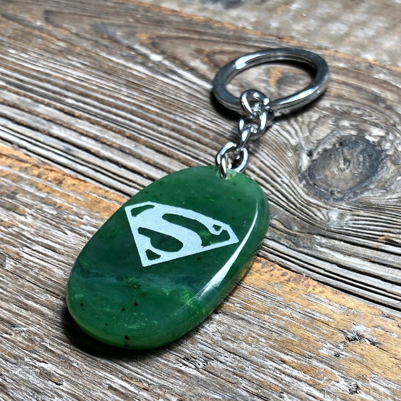 Jade Superman Keychain, 1.75"