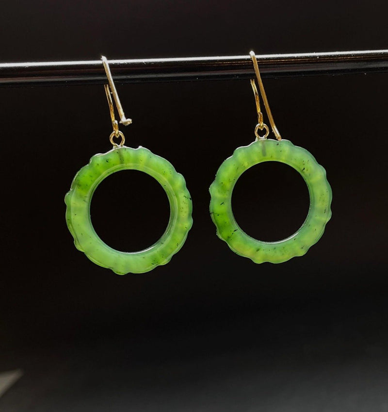 Jade Earrings, 24.5mm Round