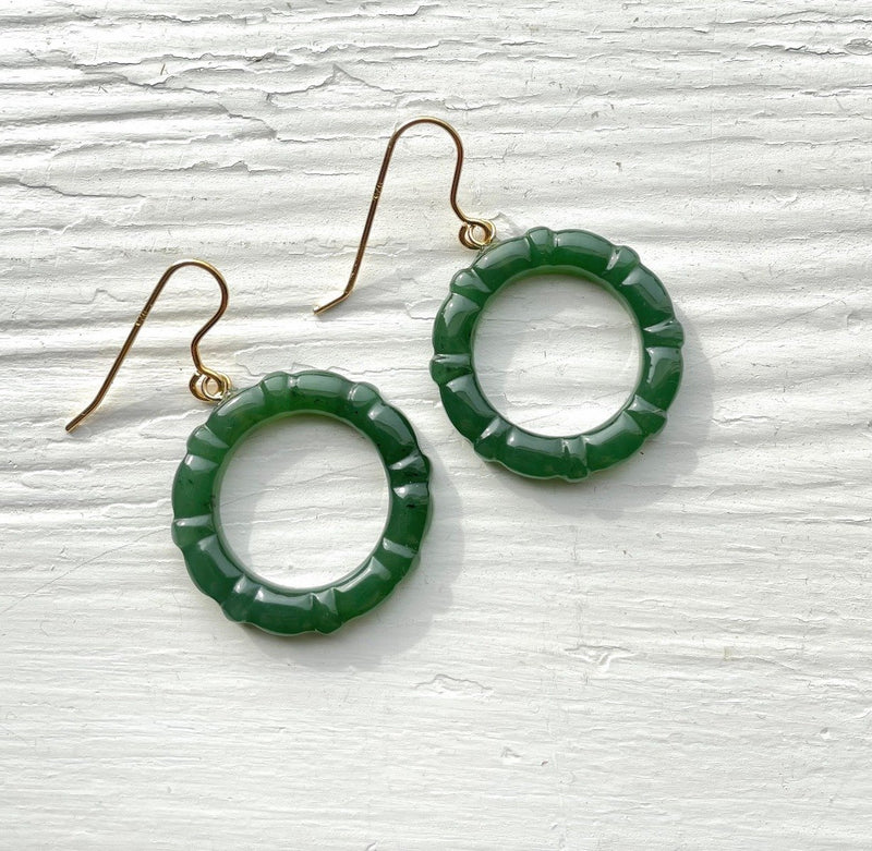Jade Earrings, 24.5mm Round