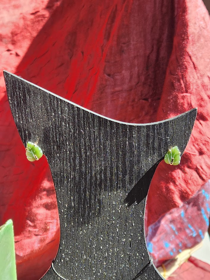 jade leaf stud earrings