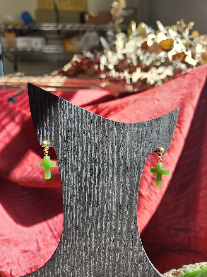 Vintage Jade Cross Earrings