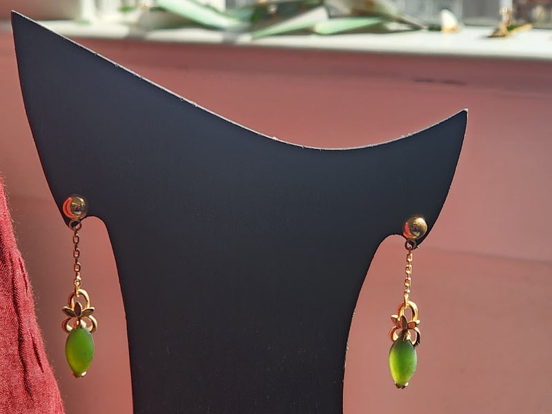 Vintage Jade Drop Earrings - 35mm