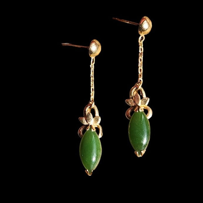 Vintage Jade Drop Earrings - 35mm