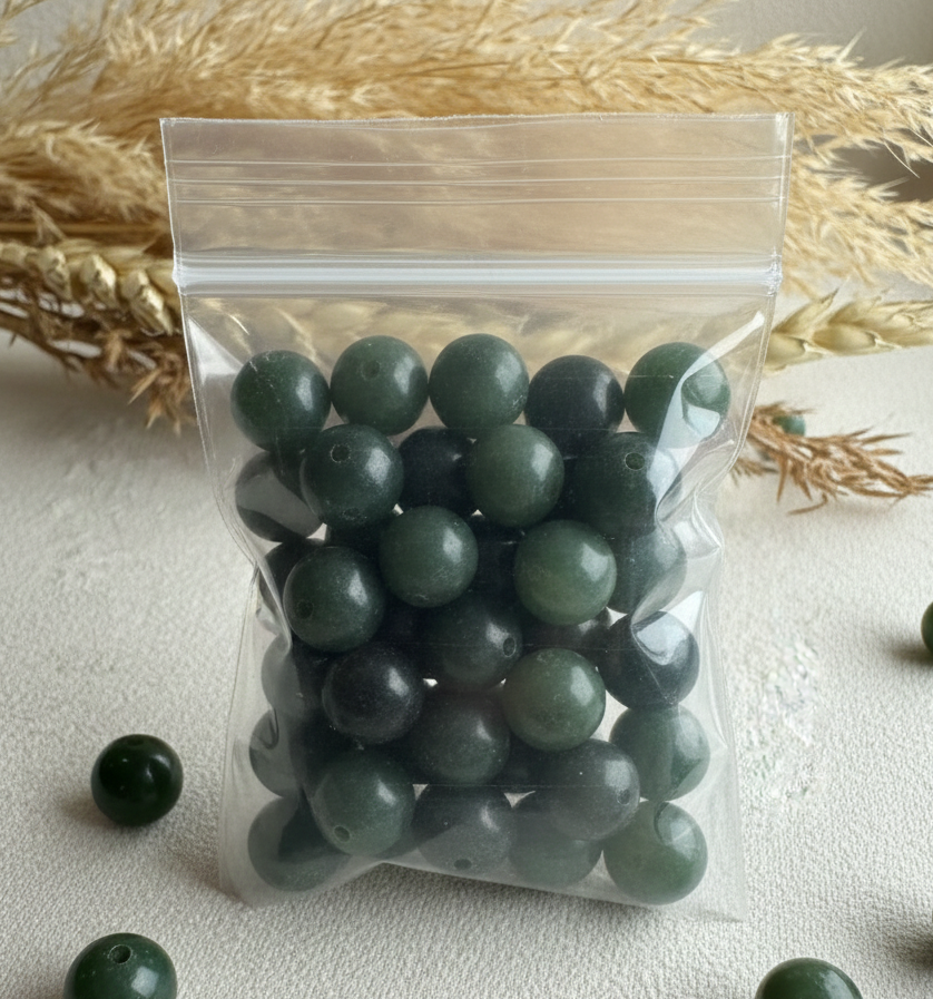 1 oz Bag | Natural Canadian Nephrite Jade Beads (7-8.5mm Mix